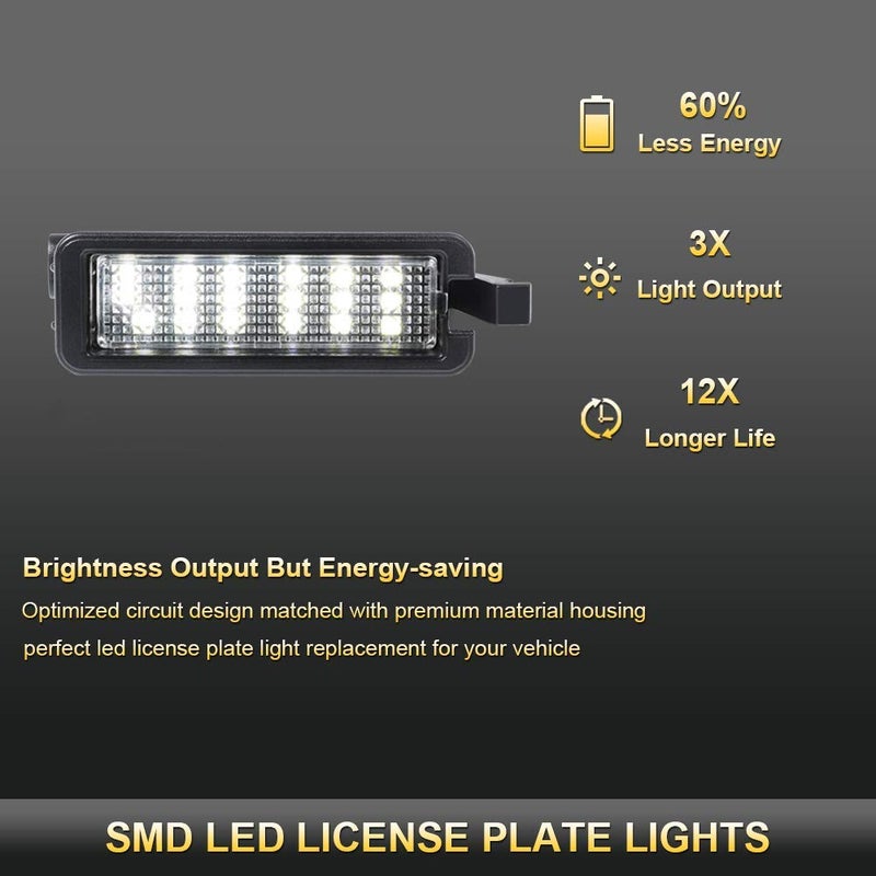 Gempro LED License Plate Light Tag Lamps for 2015-2022 Dodge Charger Challenger Pacifica Jeep Compass Chrysler 300, 6000K White 1PC - Image 2